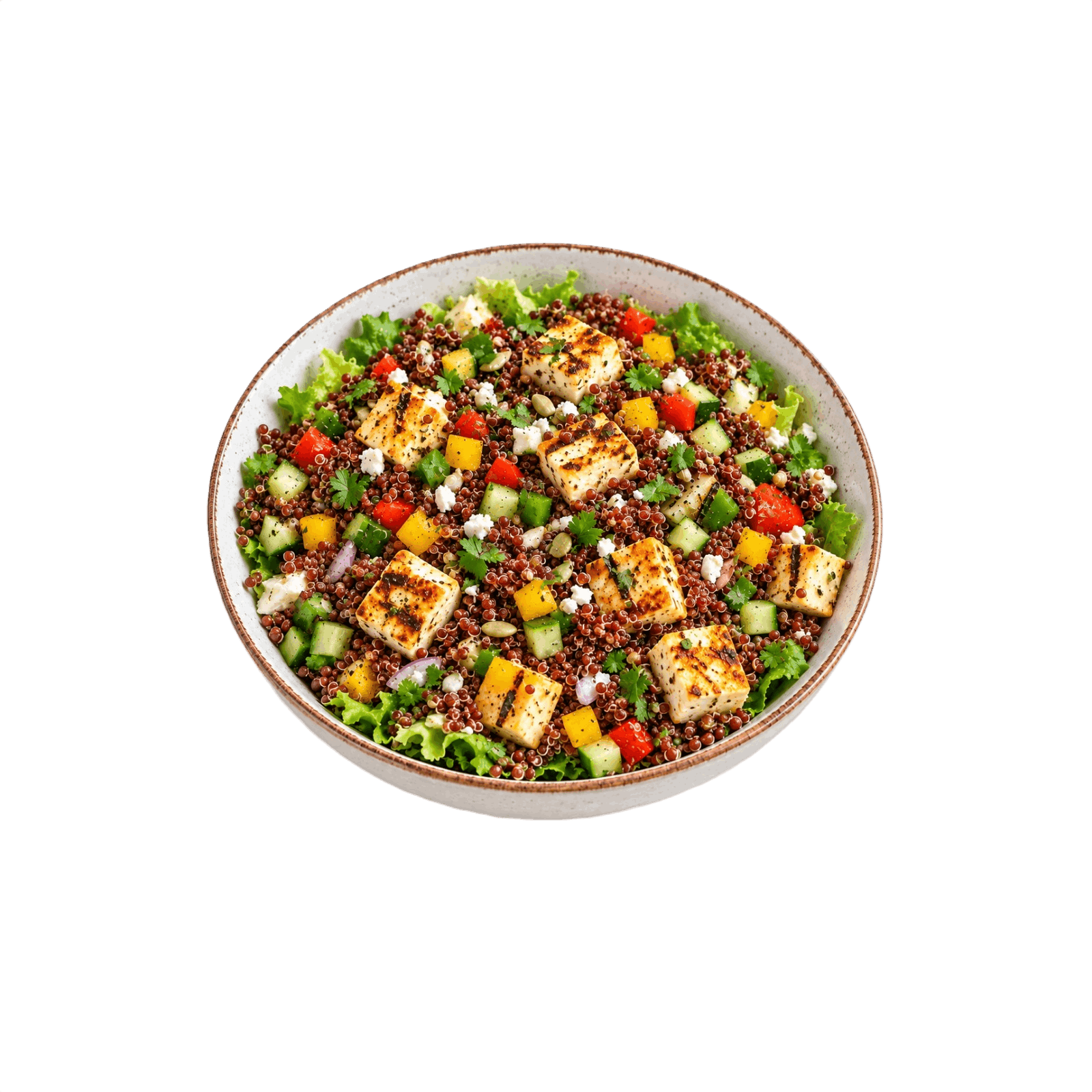 Red quinoa panner cobb salad