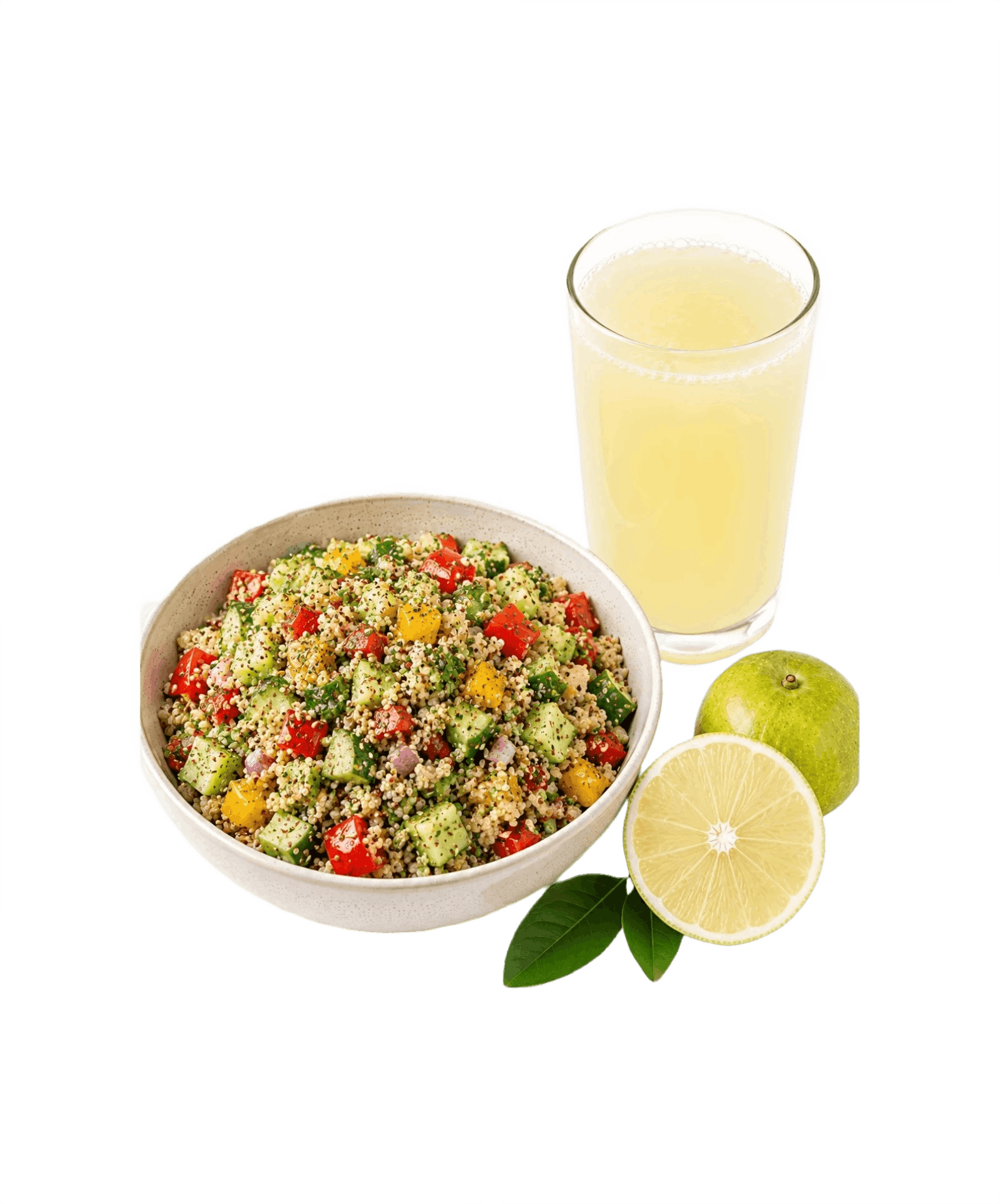 Quinoa Chickpea Salad with Sathukudi Juice